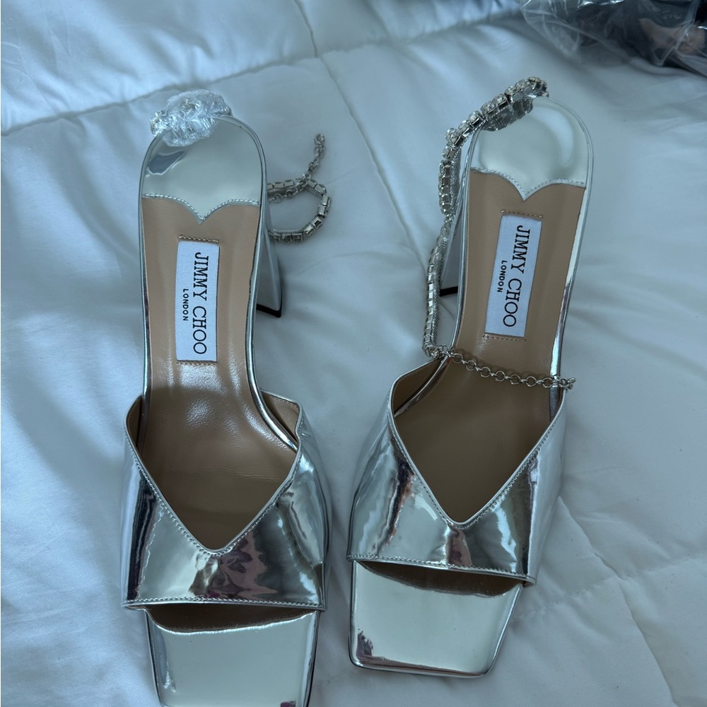 Metallic Silver Heels